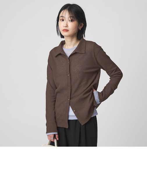 シアー サーマル ポロカーディガン