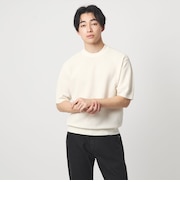 タック ピケ ビズ クルーネック ニット -ウォッシャブル-