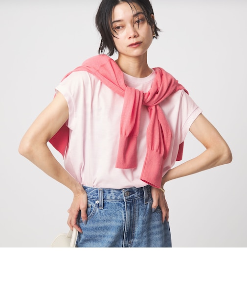 グロッシー フレンチスリーブ Tシャツ 制菌