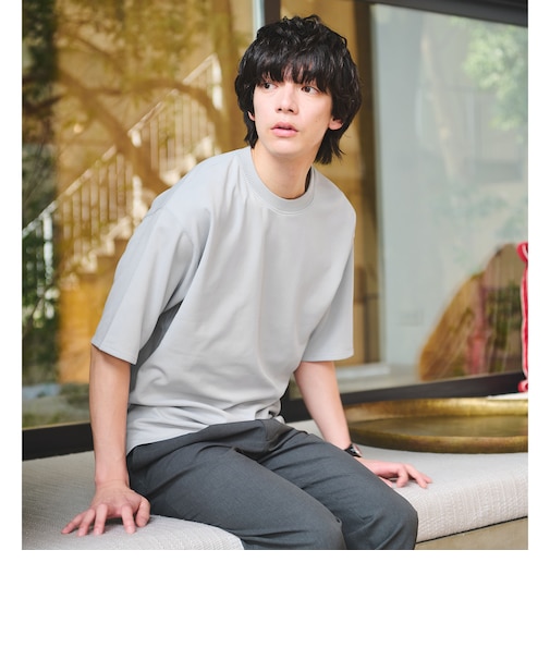 ダブルフェイス クルーネック 半袖 Tシャツ カットソー -吸水速乾・抗菌-