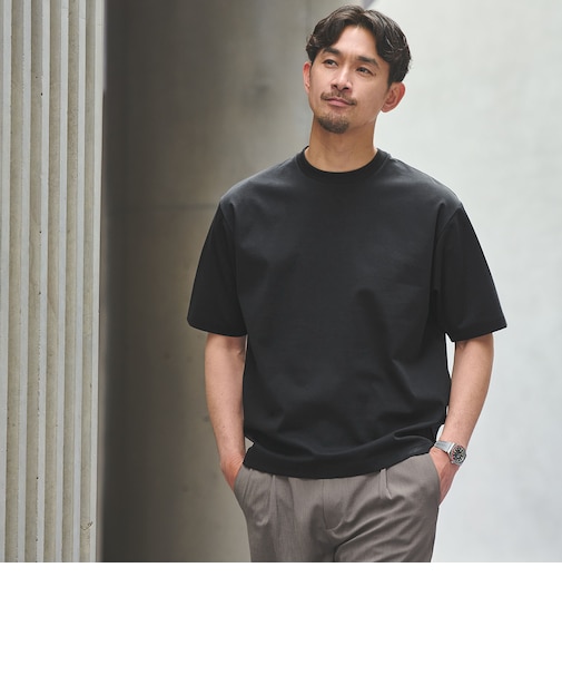 【WEB限定】JUST fit ポンチ 半袖 Tシャツ カットソー -汗染み防止-