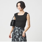 ブライトリブ デコルテ フレンチスリーブ プルオーバー カットソー