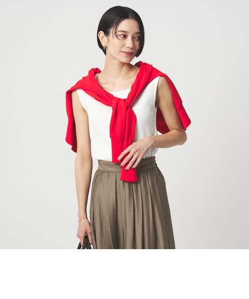 ブライトリブ デコルテ フレンチスリーブ プルオーバー カットソー