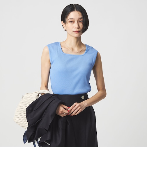 ブライトリブ デコルテ フレンチスリーブ プルオーバー カットソー