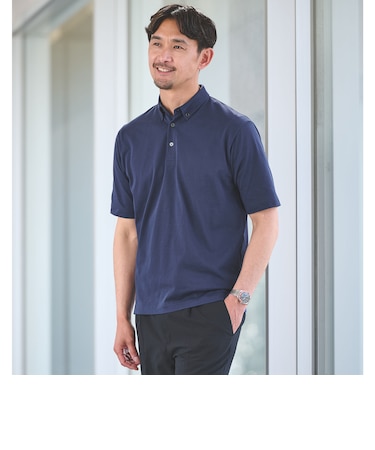 【WEB限定】JUST fit デイリー ドライ ボタンダウン 半袖 ポロシャツ -吸水速乾・抗菌-
