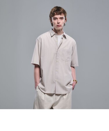 ウォッシャブルトロ パターン ジャスト ルーズ 半袖 シャツ -ウォッシャブル・ストレッチ-