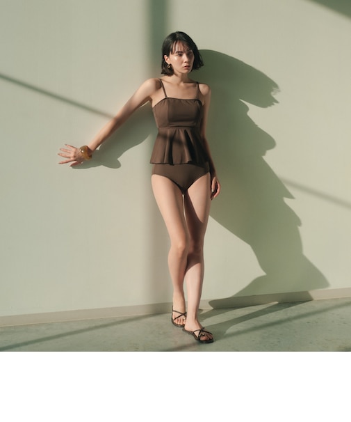 ジョーゼット風 ペプラムビスチェ&ショーツ スイムウェア / 水着