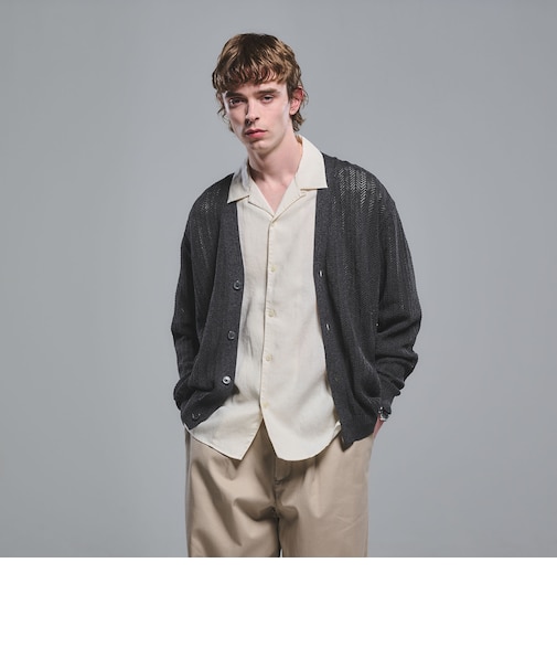 ミックス メランジ メッシュ カーディガン