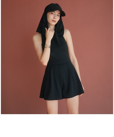 ジョーゼット風 バックオープン オールインワン スイムウェア / 水着