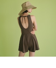 ジョーゼット風 バックオープン オールインワン スイムウェア / 水着