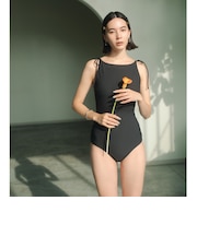 ハイネックWリボン ワンピース スイムウェア / 水着