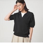 【WEB限定】＜at ease＞エリツキ スキッパー ニット 接触冷感 UVカット 遮熱