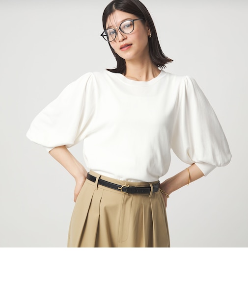 【WEB限定】<at ease>袖ボリューム ニット ウォッシャブル 接触冷感 UVカット 遮熱