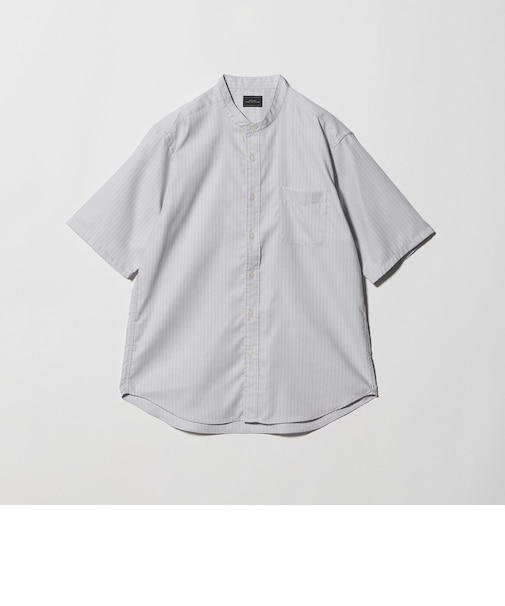 W/R オックスフォード ストライプ バンドカラー 半袖 シャツ