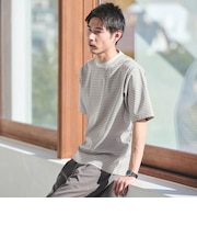 ポンチ ボーダー クルーネック 半袖 Tシャツ カットソー