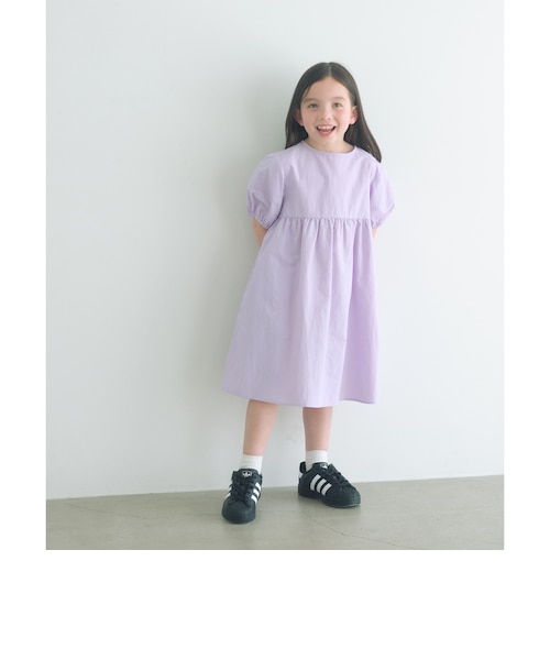 バックリボン タッサー ワンピース / キッズ 100cm-130cm｜グリーン
