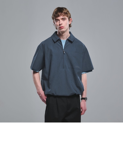 別注】＜Marmot＞ハーフジップ 半袖 シャツ -はっ水-｜グリーン