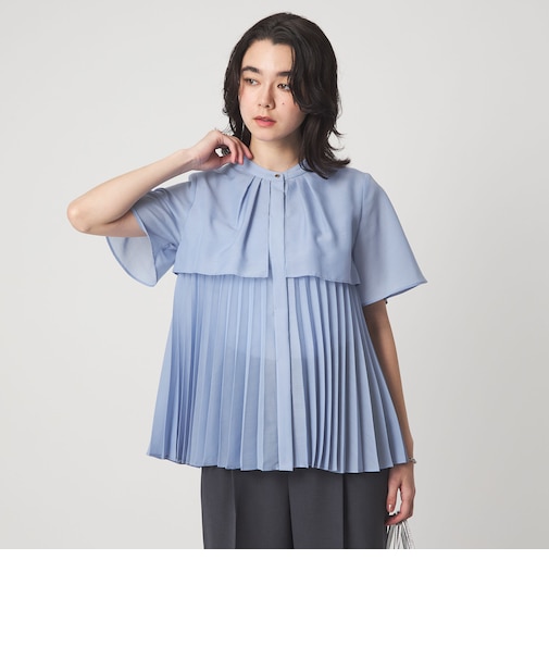 ヨーク プリーツ ショートスリーブ ブラウス