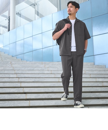 【WEB限定】JUST fit トロピカル セットアップ シャツ＆スラックス -2WAYストレッチ-