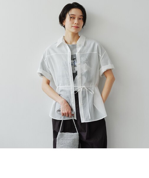 【結論シリーズ】リボンハイウエストシャツ［size SHORTあり］