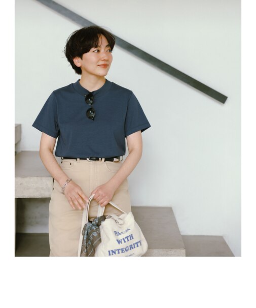 ＜スタイリスト兵藤千尋さんコラボ＞ワイドネック Tシャツ UVカット