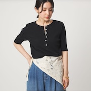 【WEB限定】<at ease>シアーテレコ ヘンリーネック ショートスリーブ カットソー