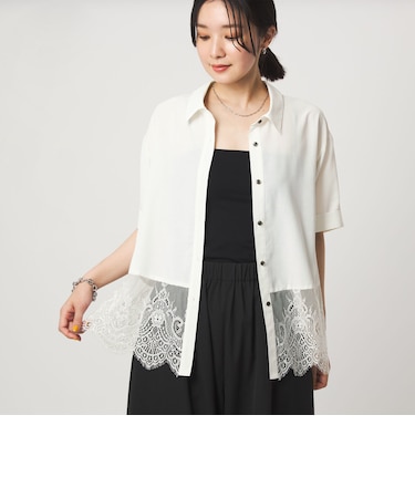 【WEB限定】＜at ease＞スソ レース ブラウス UVカット 通気性