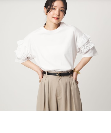 【WEB限定】<at ease>袖フリル ショートスリーブ カットソー