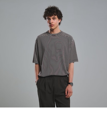 フェード ボーダー クルーネック 半袖 Tシャツ