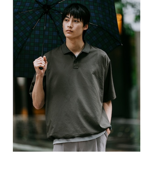 green label relaxing Dot Air半袖 ポロシャツ Dot Air ドローコード 半袖 ポロシャツ -ストレッチ-｜グリーン