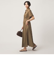 ［size SHORTあり］シャツ襟 フィット＆フレア タック ショートスリーブ ワンピース