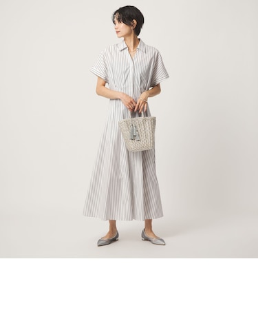 ［size SHORTあり］シャツ襟 フィット＆フレア タック ショートスリーブ ワンピース