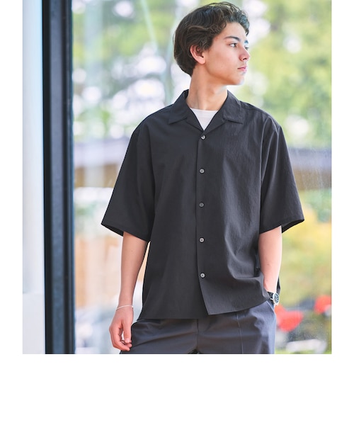 【希少】00s OLD GAP コットンメッシュ 半袖オープンカラーシャツ 黒L ボイル メッシュ オープンカラー 半袖 シャツ -吸水速乾-｜グリーン