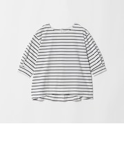 フォルム スリーブ ボーダー Tシャツ