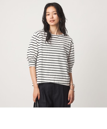 フォルム スリーブ ボーダー Tシャツ