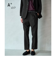 A+ air ポリエステル 空羽 リラックス イージー 1プリーツ スラックス セットパンツ -吸水速乾・通気性-