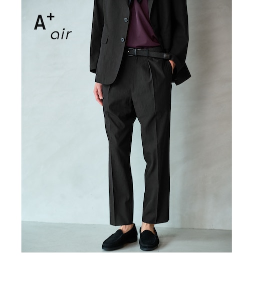 A+ air ポリエステル 空羽 リラックス イージー 1プリーツ スラックス セットパンツ -吸水速乾・通気性-