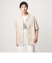 コットン ジャカード オープンカラー 半袖 シャツ