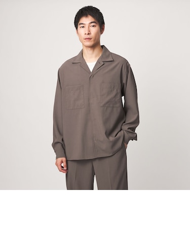 SHIELDRY フライフロント 長袖 オープンカラー シャツ -伸縮性・UVカット・遮熱-