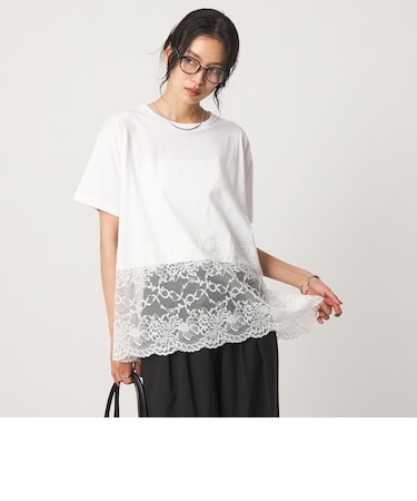 【WEB限定】<at ease>イレヘム レース ドッキング ショートスリーブ カットソー