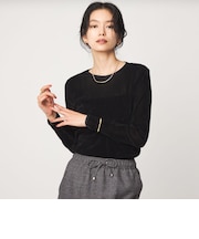シアー フロッキー ラメ ロングスリーブ プルオーバー