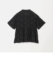 カット ジャガード 5分袖 ブラウス