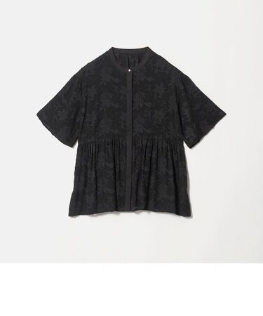 カット ジャガード 5分袖 ブラウス