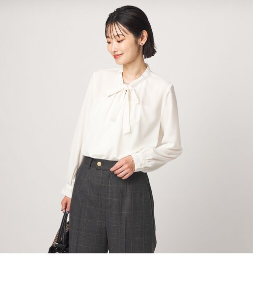 ボータイ ロングスリーブ ブラウス マシンウォッシャブル