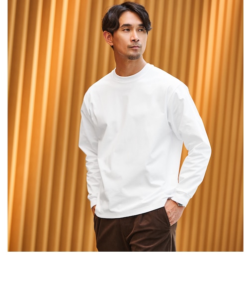 【WEB限定】JUST fit クリーン カノコ ワイド クルーネック 長袖 Tシャツ -抗菌-