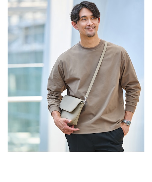 【WEB限定】JUST fit クリーン カノコ ワイド クルーネック 長袖 Tシャツ -抗菌-
