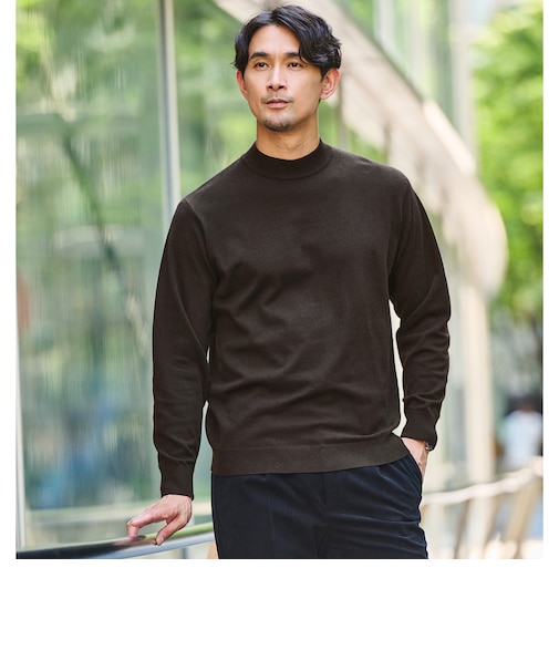 【WEB限定】JUST fit ハイゲージ ジャケイン モックネック ニット