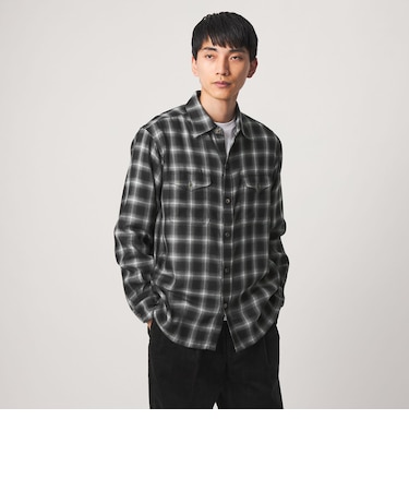 P/CU/W オンブレ チェック 2フラップポケット シャツ