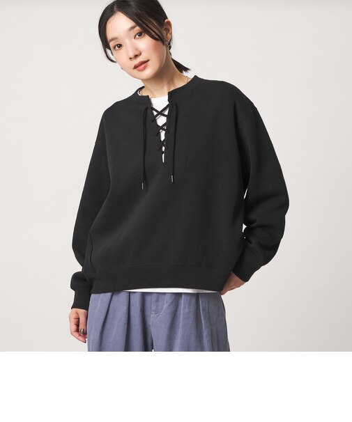 【WEB限定】＜at ease＞ダブルフェイス レースアップ プルオーバー カットソー
