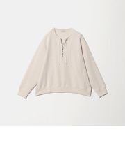 【WEB限定】<at ease>ダブルフェイス レースアップ プルオーバー カットソー